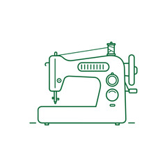 Vintage Sewing Machine Line Art Illustration for Sewing and Crafting.