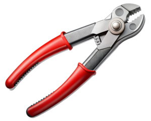Red and silver linemans pliers isolated on transparent background for electrical work and construction