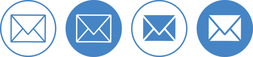 Email and mail icon set envelope for communication, Email icon solid symbol, checkmark and email. Editable stroke. E-mail icon, mail icon thin line style,
