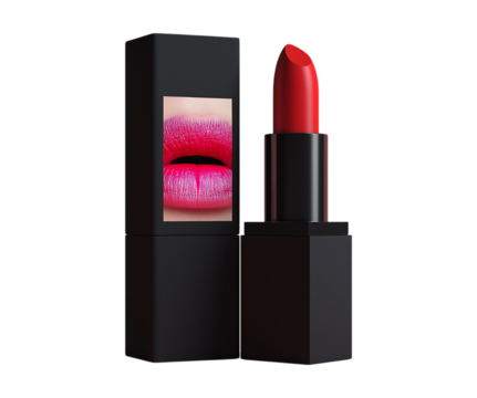 Bold Red Lipstick and Pink Lips Display isolated on a transparent background - Powered by Adobe