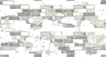Weathered brick wall texture isolated on transparent background for design purposes