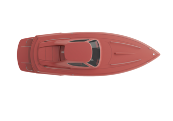 Isolated vintage motorboat viewed from top stands alone without visual distraction around it