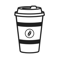 Vector Takeaway Coffee Cup with Sleeve in Black and White Style