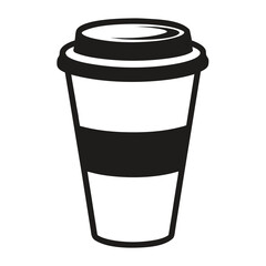 Vector Coffee Cup with Lid in Minimal Black and White Style