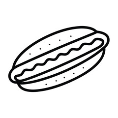 Minimalist Vector Hotdog Icon in Line Art Style