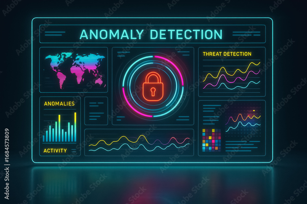 Aufkleber anomaly detection interface: this image showcases a cutting-edge, futuristic anomaly detection inter