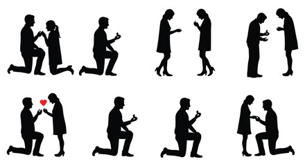 a series of silhouettes depicting various proposal scenes