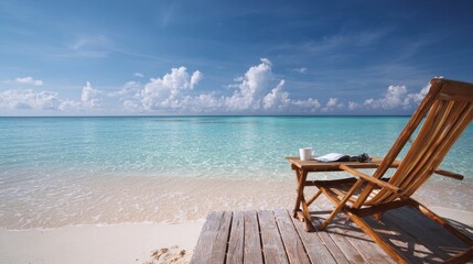 Out of Office Vacation. Enjoying a Relaxing Beach Break by the Sea