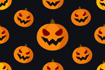 Spooky halloween jack o lantern seamless pattern
