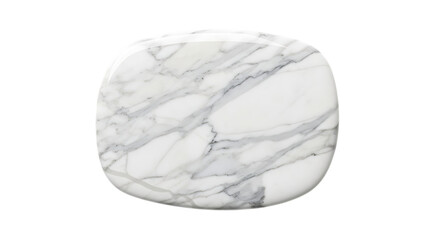 Elegant white marble serving board with graceful gray veining on a transparent background