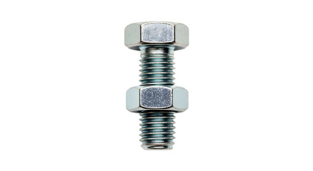 Metal bolt with hexagonal heads on both ends isolated on a transparent background