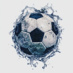 Soccer ball submerged in water splash