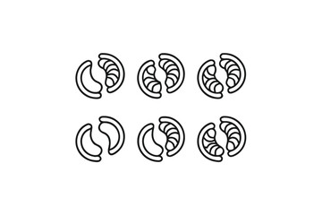 Minimalist with six semicircle shapes on white background and line details