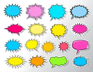 Collection of colorful comic book speech bubbles