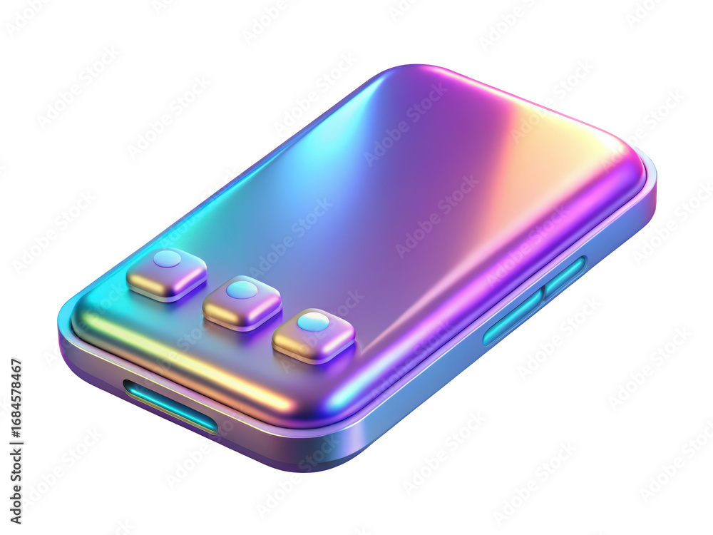 Aufkleber Abstract holographic device with buttons modern technology design 3d illustration isolated on transparent background