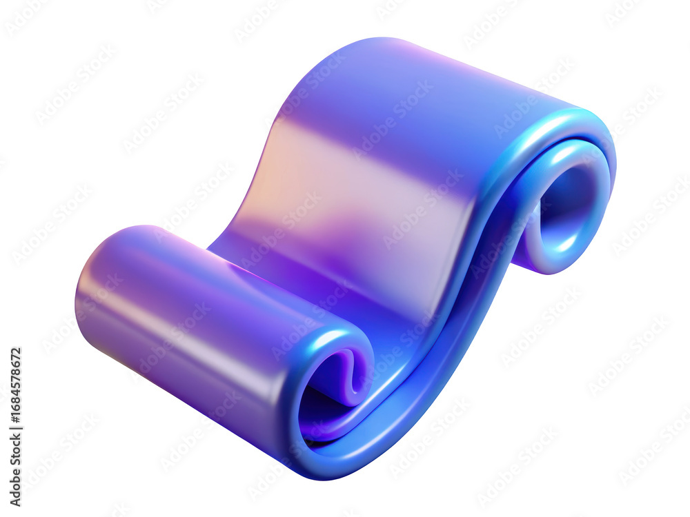 Poster abstract iridescent flowing shape swirl fluid ribbon wave modern elegant design 3d illustration isol
