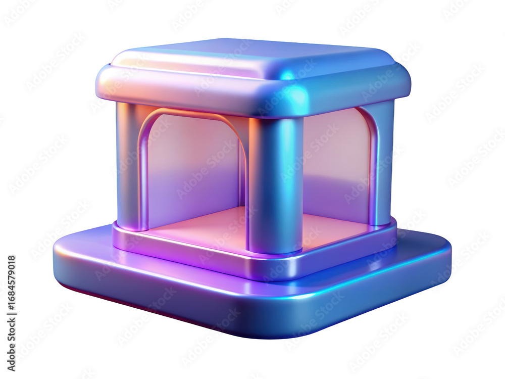 Poster abstract product display stand podium with holographic gradient finish 3d illustration isolated on t