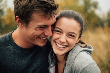 Fototapeta premium Joyful romantic pair