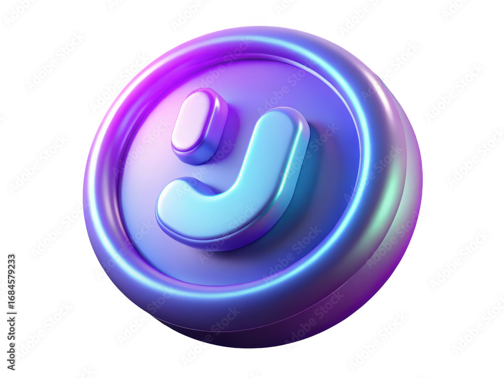 Poster abstract y letter logo modern rounded shape with neon gradient color3d illustration isolated on tran