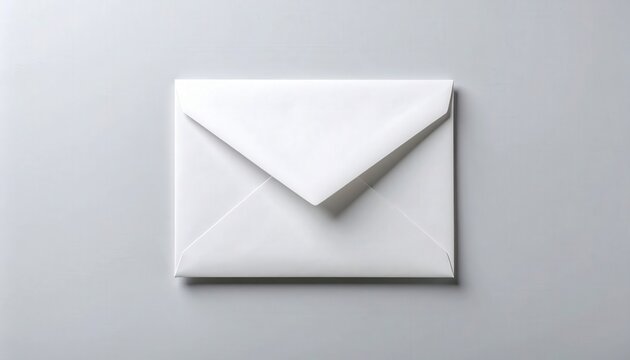 A single, pristine white envelope lies flat, inviting a glimpse into the world of communication, perfect for business, marketing or personal correspondence.