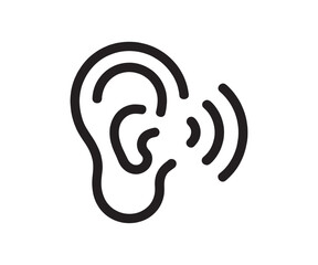 Simple ear icon with radiating sound waves.