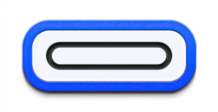 Oval, white, button with a blue border