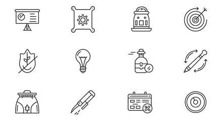 various icons depicting tools ideas and planning elements