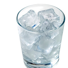 Cold Refreshing Drink Concept with Ice Cubes in Glass on a transparent background