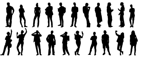 silhouette of teenager going college, taking selfie, dancing , listening music and happy. 