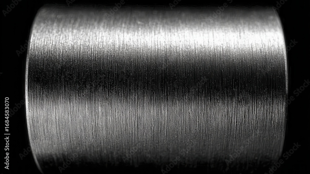 Aufkleber close up view of a cylindrical metallic object with a textured surface, showing variations in shades