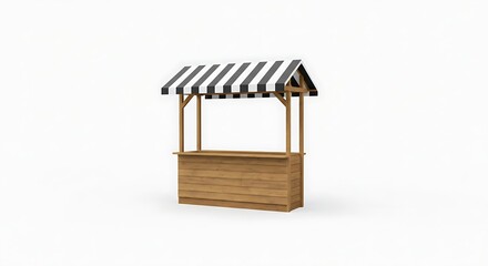 Empty wooden market stall perfect for showcasing products, goods, or food items at events