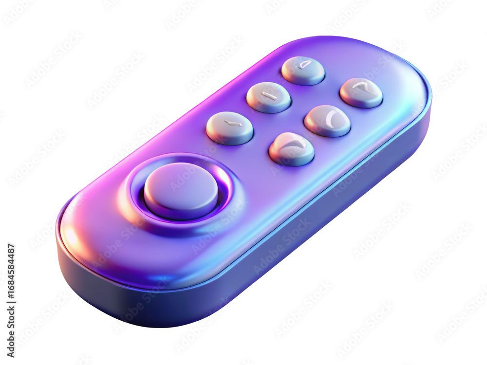 Poster futuristic purple and blue remote control with multiple buttons on background 3d illustration isolat
