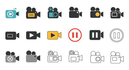 various camera icons and video control symbols displayed together