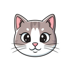 Obraz premium Adorable Cartoon Cat Face Illustration