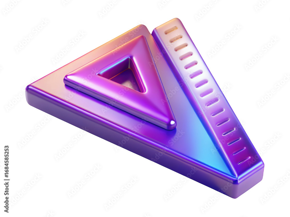 Aufkleber geometric triangle ruler gradient design precise measurement tool detailed glossy render 3d illustra
