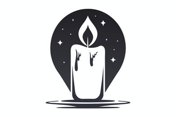 Simple Candle Icon Glowing in Darkness on White Background Decoration