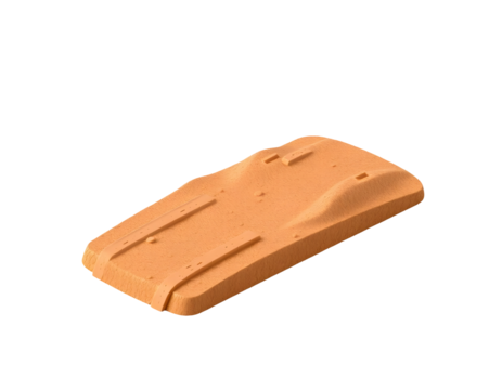 Isometric orange terrain with raised features, 3D render, isolated