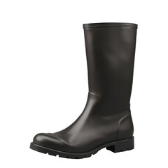 Black Rubber Boot on Transparent Background