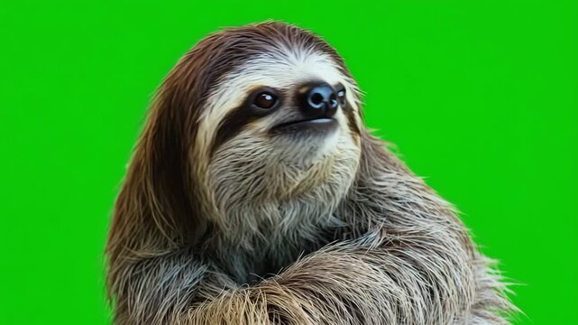 Faultier auf gr&uuml;nem Chroma Key Hintergrund &ndash; Greenscreen Video f&uuml;r Animation und Compositing