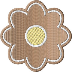 Colorful Embroidered Floral Design with Defined Outline