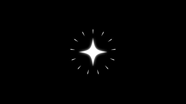 Twinkle star with blast circle and blast line firework animation, Star twinkling for festive holiday event, Christmas star, doodles-style stars blinking. sparkle star on a black background video. 4K
