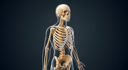 Human Skeleton Anatomy Scientific Render Body Scan Diagnosis Model