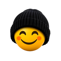 Smiling Emoji with Black Knit Cap
