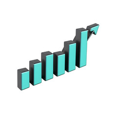 3D Rising Bar Chart with Arrow