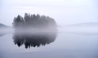 misty morning on the lake