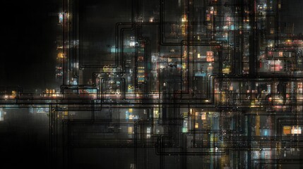Abstract illustration of city lights at night