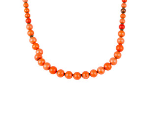 Coral Bead Necklace - Orange Gemstone Jewelry on Transparent Background
