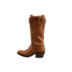 Brown Leather Cowboy Boot with Decorative Stitching