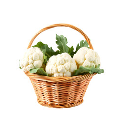Fresh Cauliflowers in a Wicker Basket