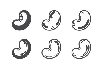 Fototapeta premium Stylized Bean Icons Set Art, Agriculture, Simple shapes, Design on White